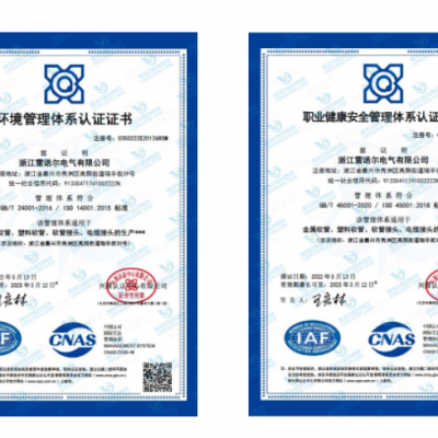 雷諾爾電氣順利通過ISO14001和ISO45001環(huán)境、安全管理體系認(rèn)證